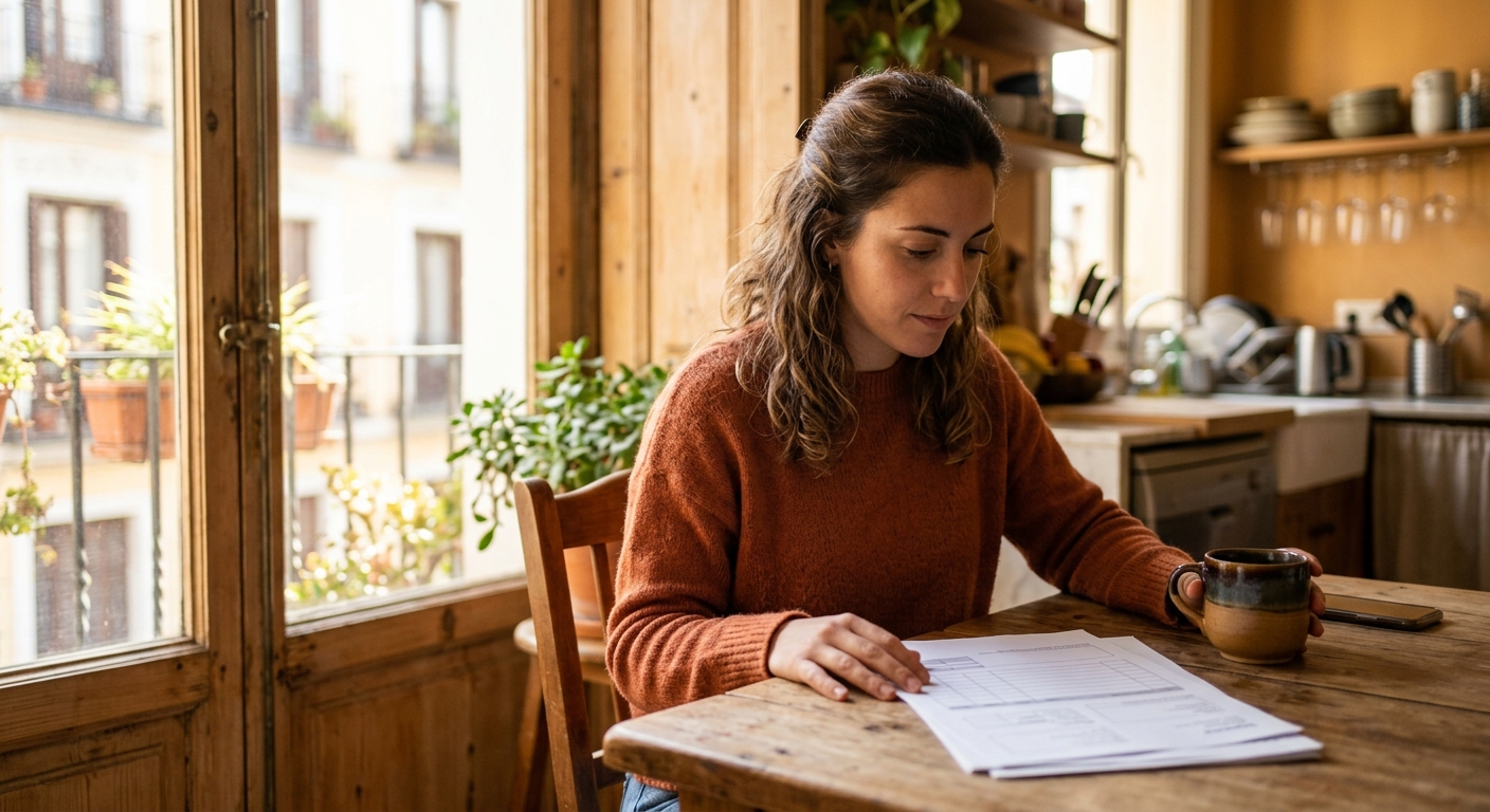 Mujer revisando presupuesto y costes de tratamiento dental privado