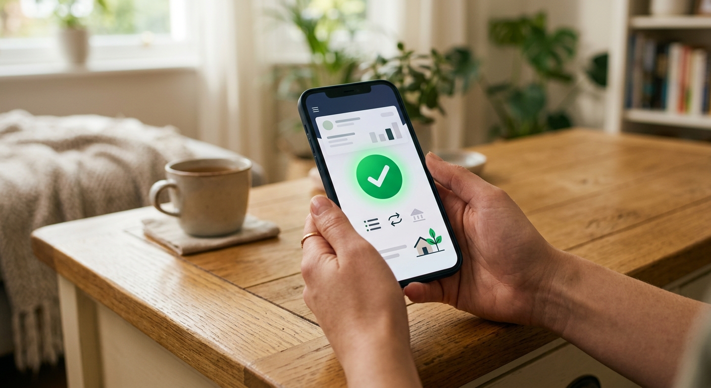 Pantalla de banca móvil mostrando transferencia automática a cuenta de ahorro